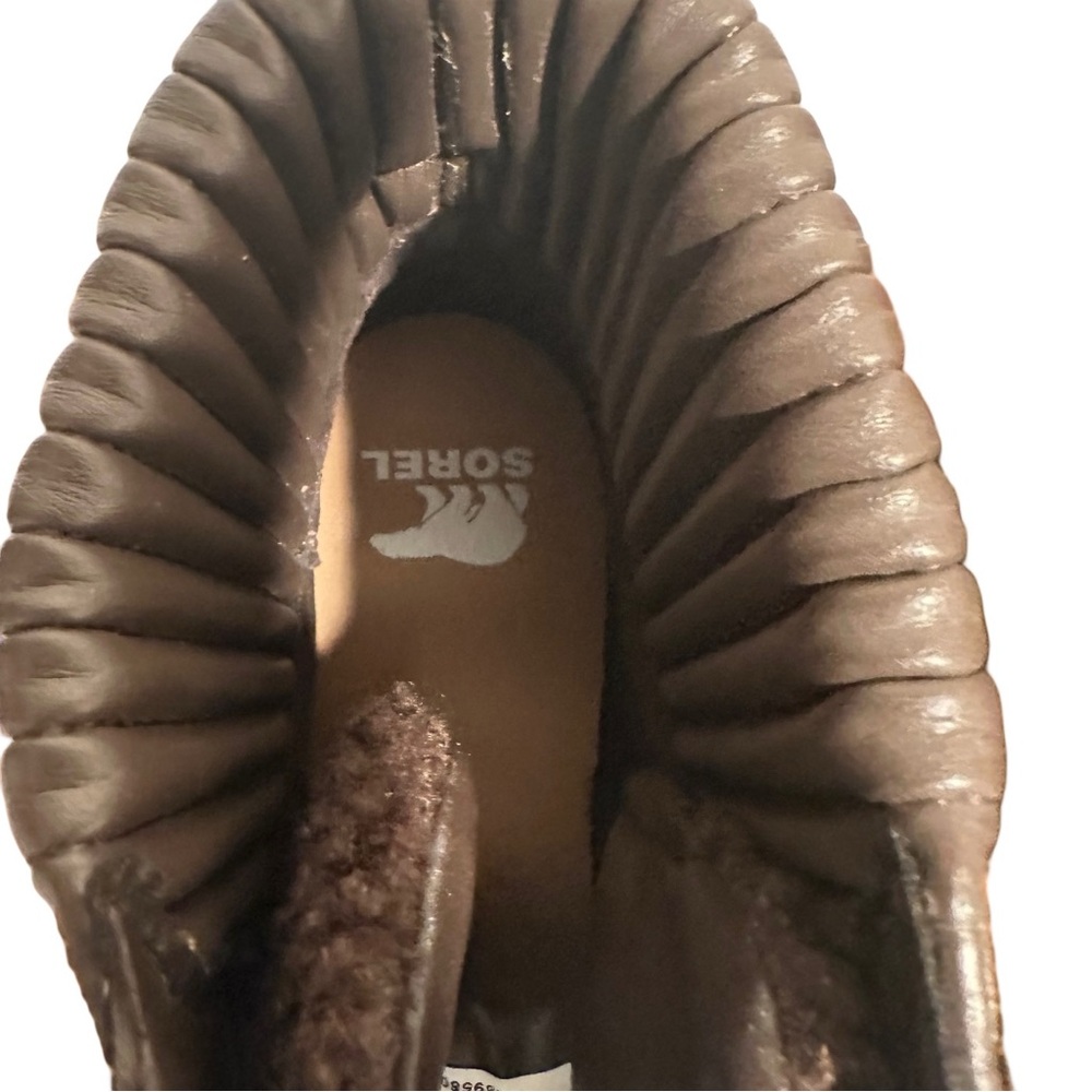 Sorel Brex Heel Cozy Lace Waterproof Leather Women's Booties Tan/Black US 9 NWT - Picture 9 of 15